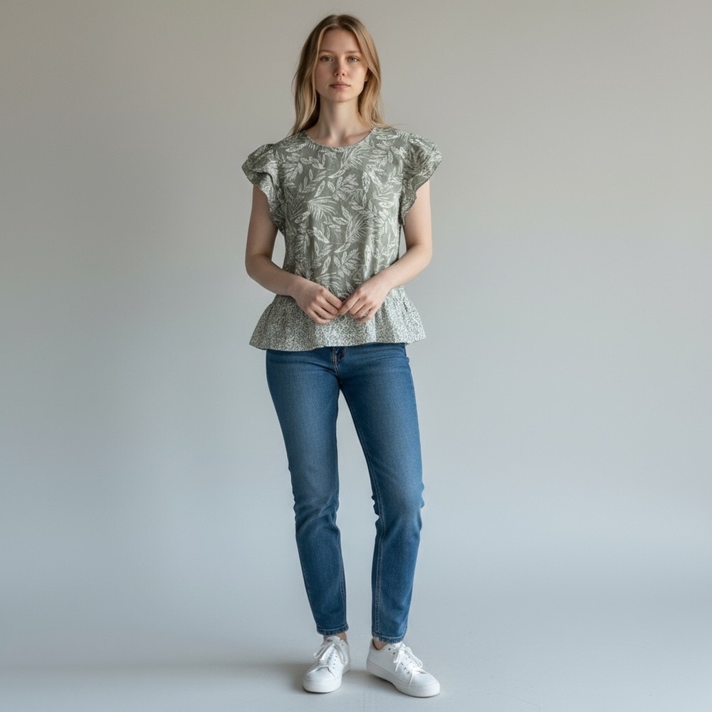 NWT Angels Cotton Ruffle Sleeve Top